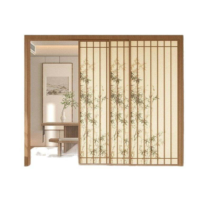 Glass three linkage sliding door partition kitchen tea room study antique hanging rail translation door