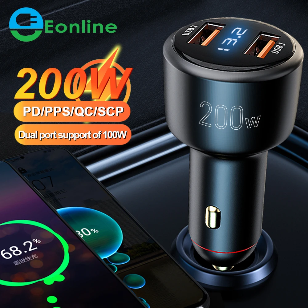 

EONLIN 3D UV Dual USB Super Car Charger Cigarette 200W LED Display USB Quick Charge 3.0 For IPhone OPPO Samsung HUAWEI Xiaomi