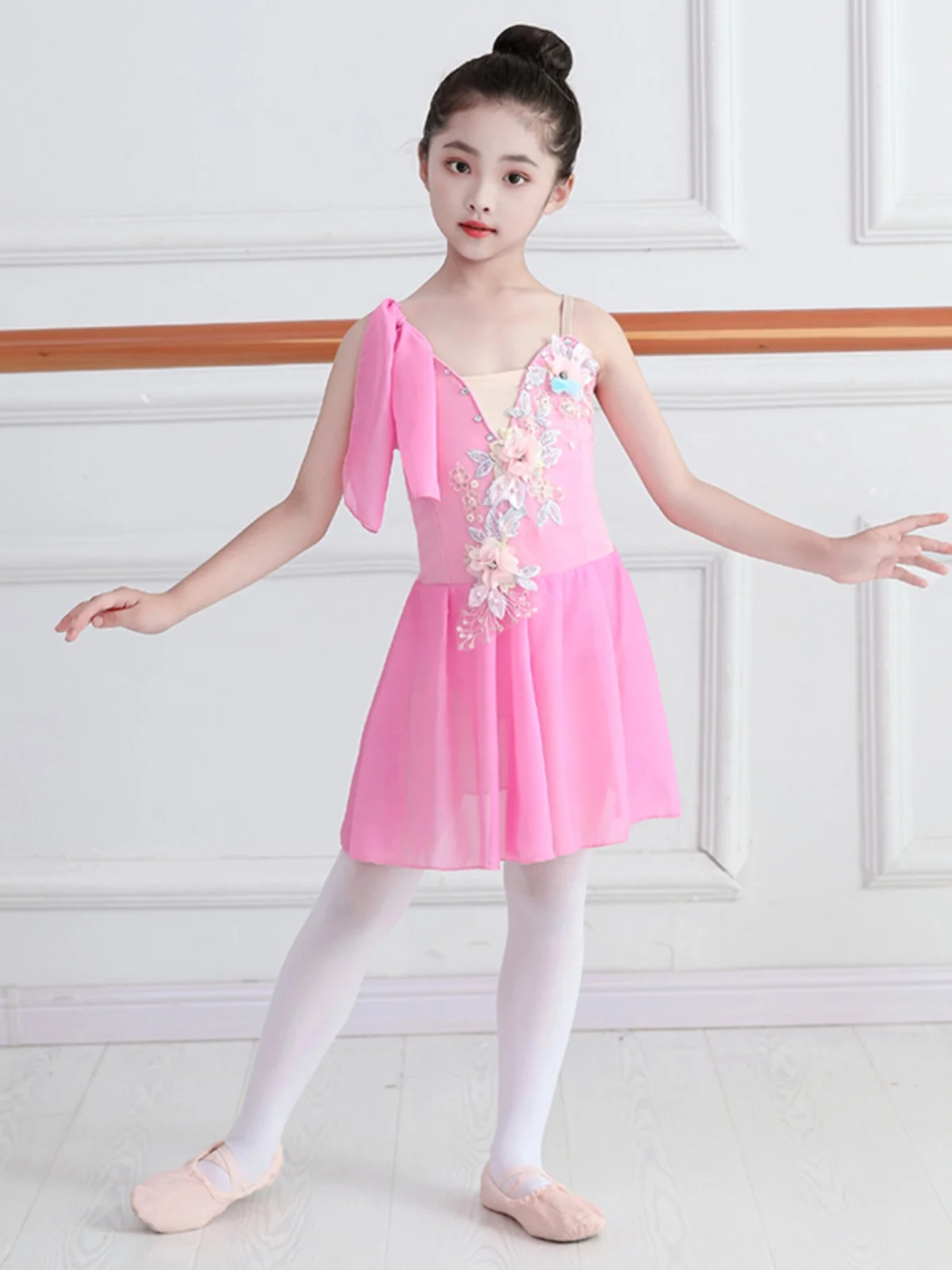 Children Ballet Dress Girls Pink Blue White Chiffon Classical Leotard Ballet Dress For Kids Modern Dance Chinese Sling Dress