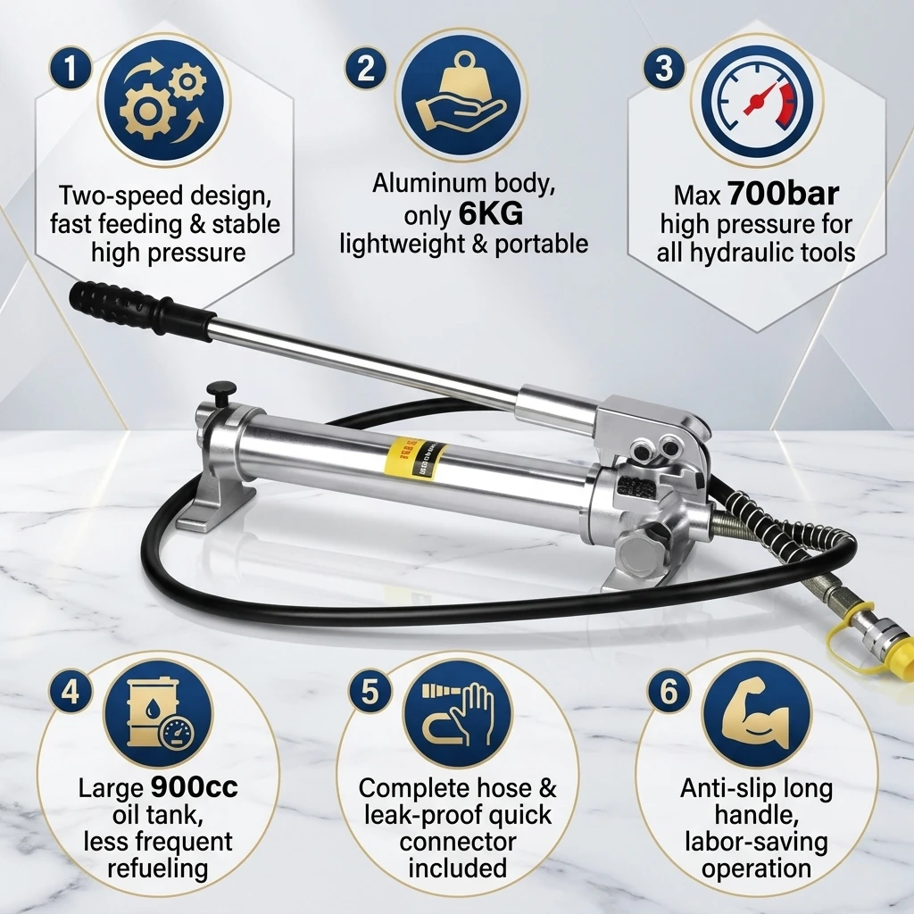 Lightweight Two Speed Manual Operation Power Unit for Hydraulic Cylinder Jack 700 bar High Pressure Hydraulic Aluminum Hand Pump