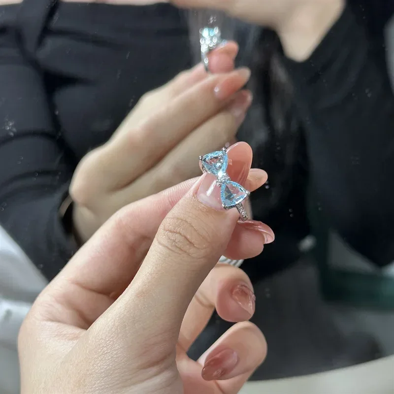 MDL مويسانيتي. نمط الوردي القوس افتتاح حلقة الإناث فلاش الوردي الماس زركونيا الفرنسية حساسة مايكرو مجموعة الحلو فتاة الدائري