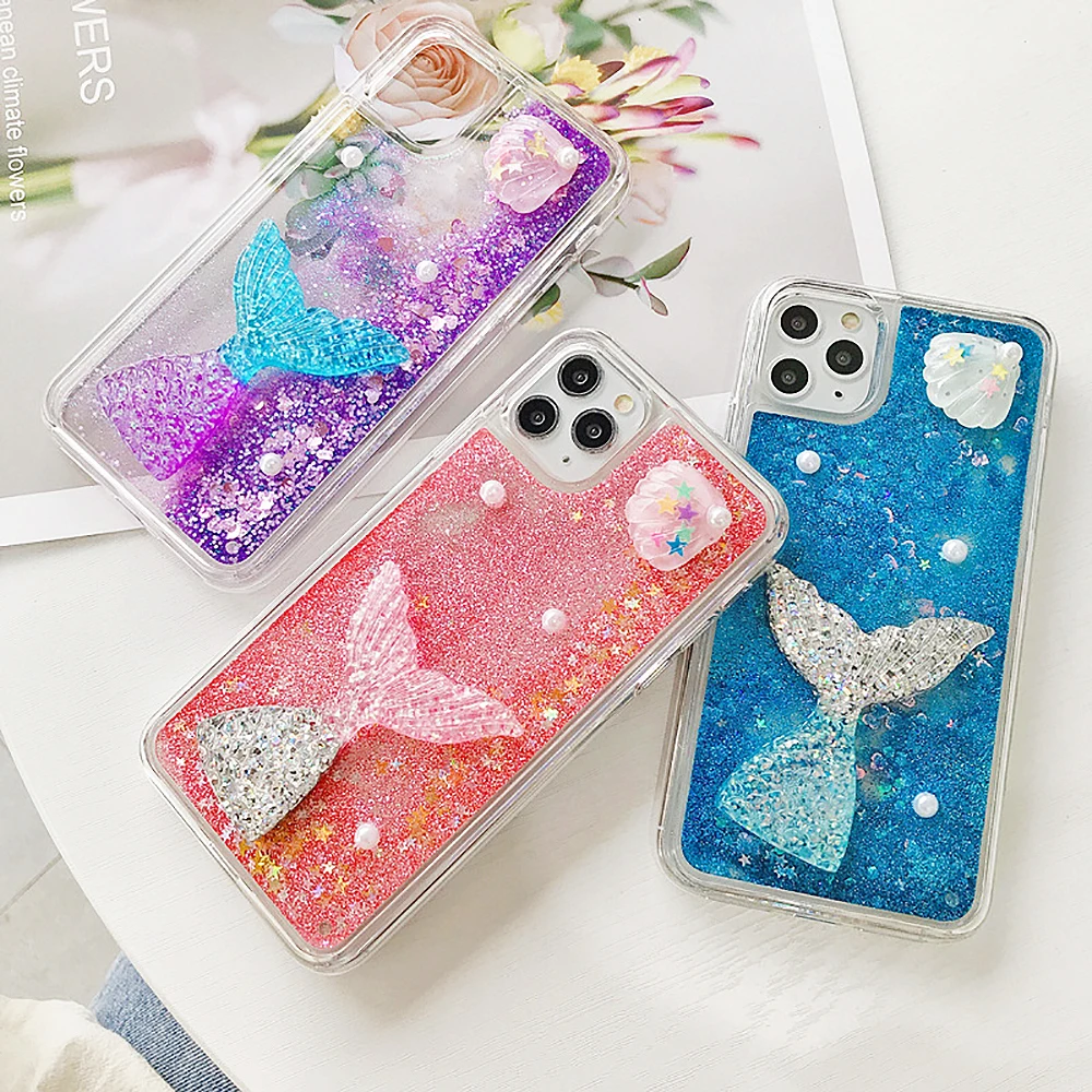 Starfish Mermaid Phone Case Soft Cover Glitter Quicksand Clear For Samsung Galaxy S23 S22 S21 S20 FE Plus Ultra Note 20 9 10 Pro