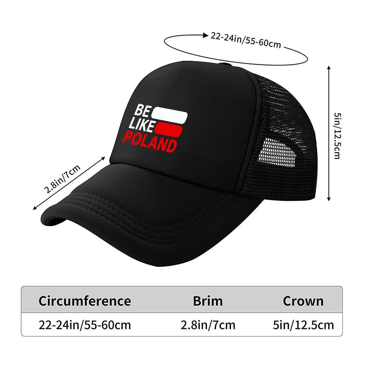 Be Like Poland Polish Flag Patriotic Design Mesh Baseball Cap Hip Hop