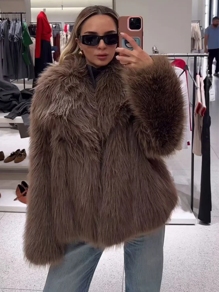 معاطف نسائية شتوية سميكة من الفرو الصناعي 2025 سترة جديدة للخريف من الفرو منفوش وفضفاضة مناسبة ملابس خارجية أنيقة للسيدات للشارع الدافئ #3