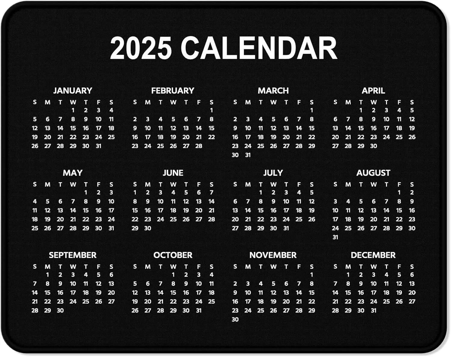 2025 Calendar Mouse Pad Square New Year 2025 Mousepad Anti-Slip  Mouse Mat Office Gaming Laptop Computer Office Supplies Gift