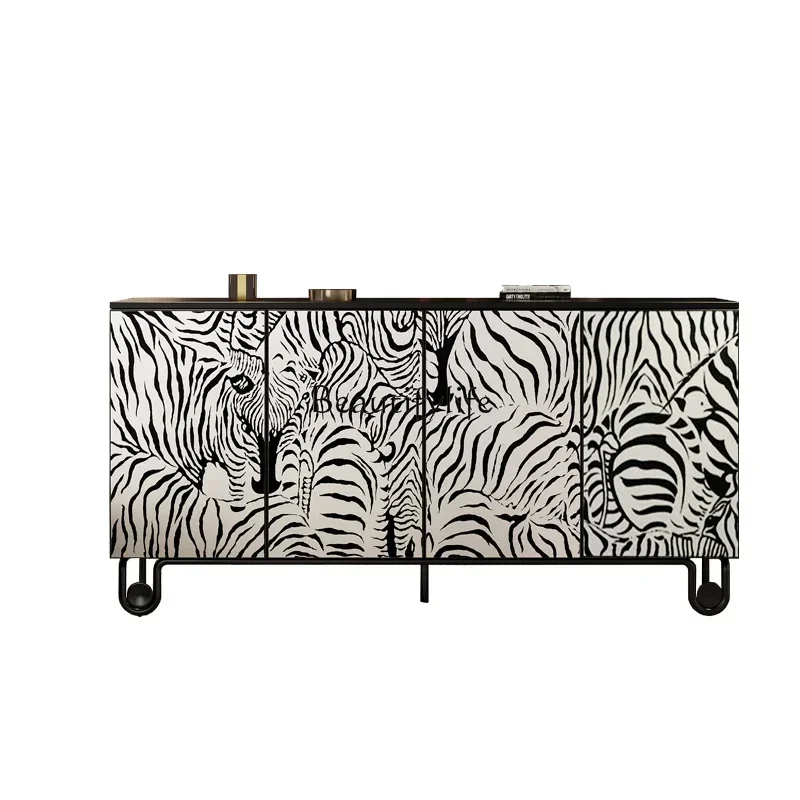 

23Hallway Art Hand-Painting Zebra Copywriting Mid-Ancient Shoe Cabinet Vintage Ornament LockerL