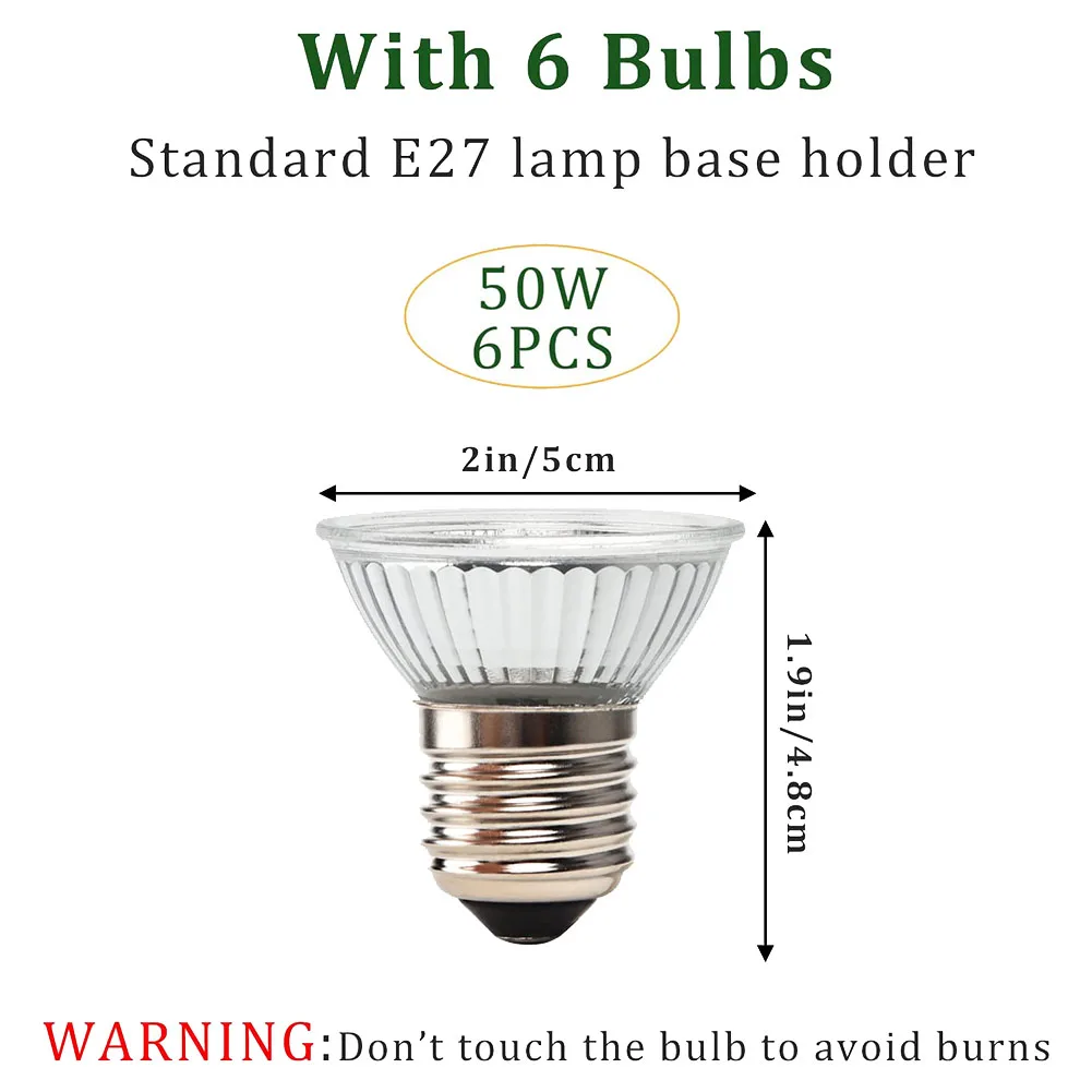 Imagem -03 - Tartaruga Lâmpadas de Aquecimento para Répteis e Cobras Lâmpada Recipiente de Vidro Lâmpadas Uva Uvb 50w x Pack