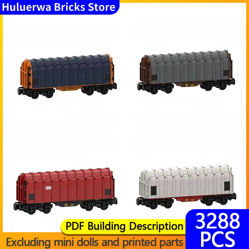 City Car Model MOC Building Bricks Sliding Tarpaulin Wagon Train Modular Technology Gifts Holiday Assemble Children Toys Suit