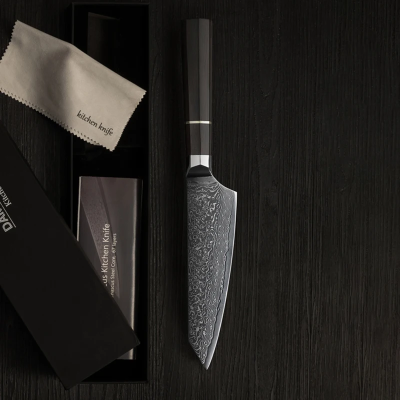 

8.6 Inch Kiritsuke Knife 67-layers Damascus Steel 10Cr15MoV Blade Ebony Handle Chef Slicing Vegetable Cleaver Meat Kitchen Knife