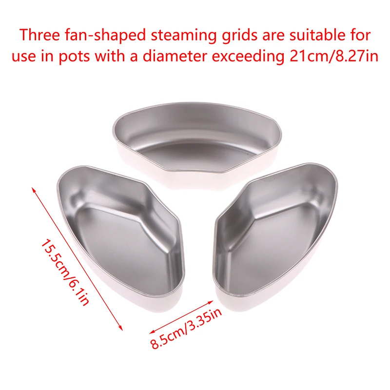 1/3Pcs Fan-shaped Steaming Box 304 Stainless Steel Kitchenware Thickened Steaming And Stewing