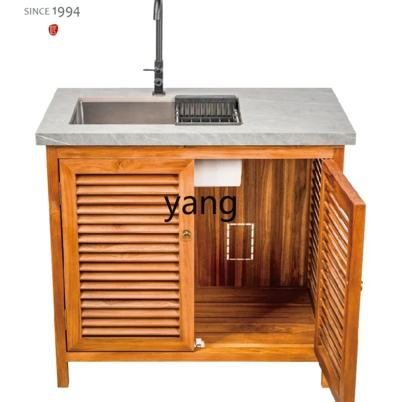 CX  Chinese Courtyard Garden Layout Outdoor Wash Basin Teak Locker the Flowerpot on the Balcony Integrated