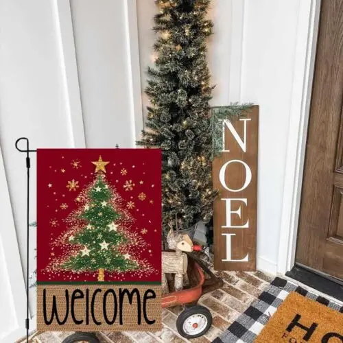 CROWNED BEAUTY Christmas Tree Garden Flag 12x18 Inch Double Sided Small Burla... KKL AAL HHM WZZ yyi