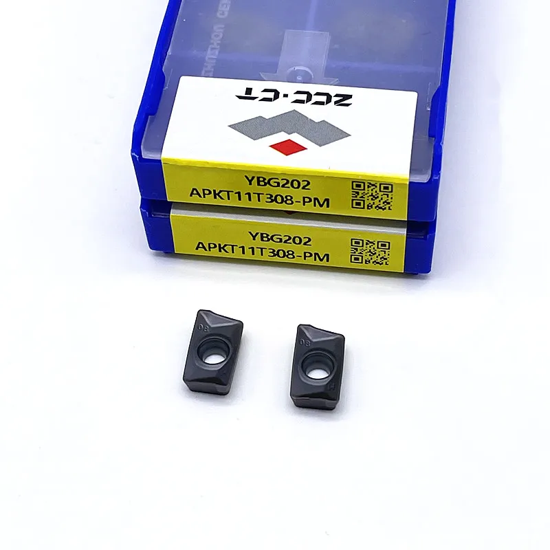 Original ZCC CT Fresagem Inserções, Carboneto Fresagem Inserção, Torneamento CNC, APKT11T308-PM, YBG202, YBG205, Alta Qualidade