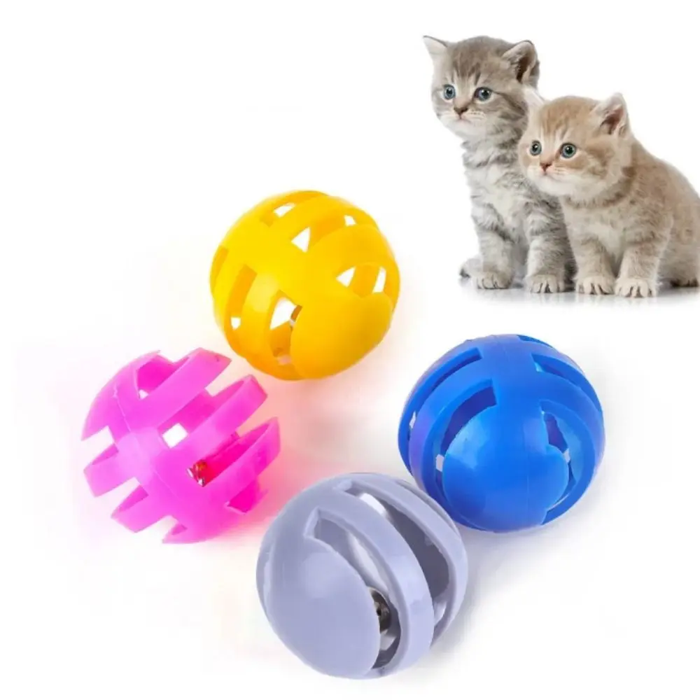 Plastic Cat Bell Ball Toy Interactive Hollow Out Chasing Cat Toys Ball Random Color Jingle Ball Cat Toys Relieve Boredom