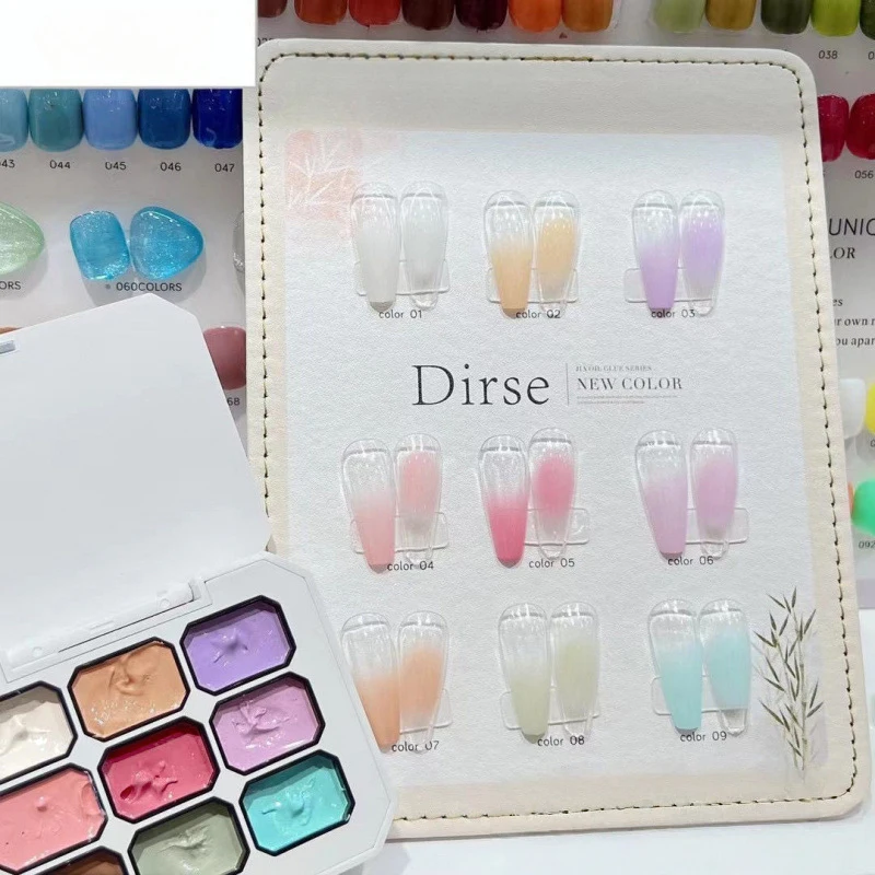 4/9 グリッドグリッターソリッド接着剤ジェルネイルポリッシュグラデーションセミパーマネントソークオフUV LEDネイルジェルネイルサロンDIY