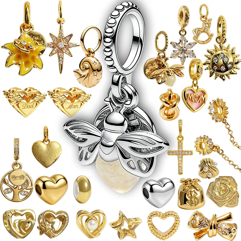 

New Original Charm Beads,Radiant Star Charm& Abstract Waves Charm&Sparkling Bow Charm Bead Fit Pendant Bracelet Women Jewelry Gi