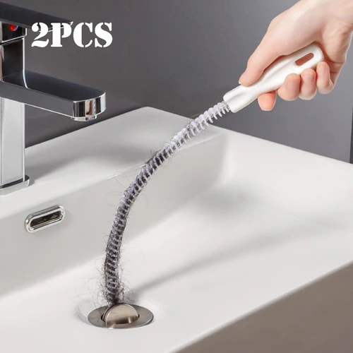 1/2pcs 긴 깨끗한 브러시 싱크 파이프 준설 브러쉬 방해물 구멍 리무버 도구 유연한 주방 배수구 하수도 