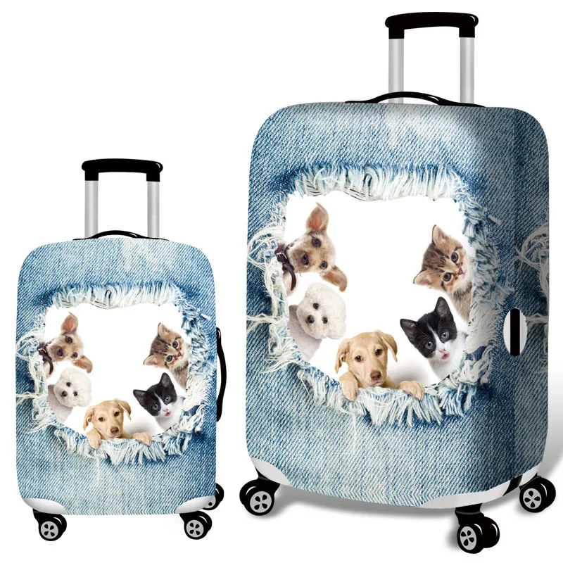 Cowboy Suitcase Case Cover 3D Cat Dog Luggage Elastic Protective Covers 18-32Inch Trolley Baggage Dust Cover Travel Accessories