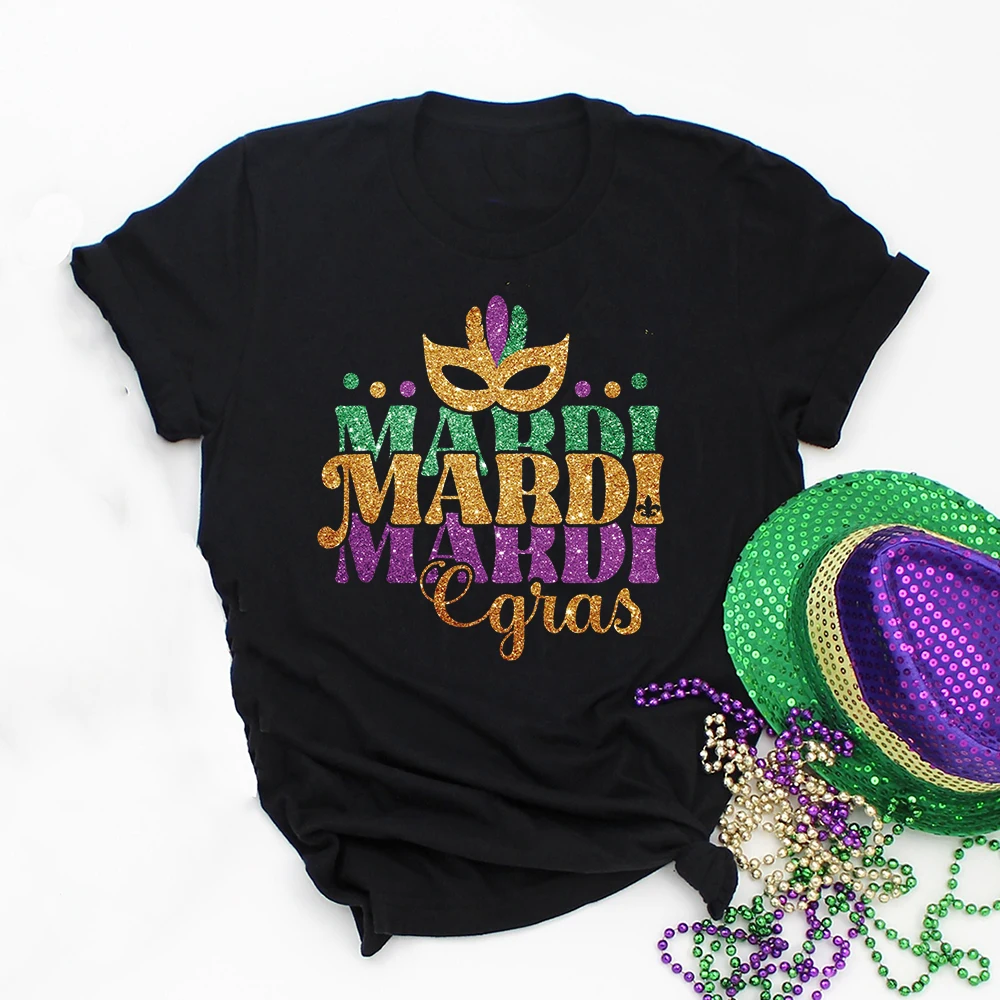 Женская рубашка Марди Гра, забавные рубашки Mardi Gras Carnival Lover, подарок Fat Tuesday, фестиваль Нового Орлеана, женские праздничные топы, футболка