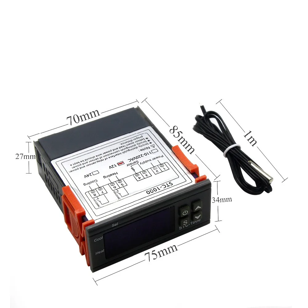 Imagem -03 - Stc 1000 Led Termostato Digital para Incubadora Controlador de Temperatura Termostato Relé Aquecimento Refrigeração 12v 24v 110v 220v
