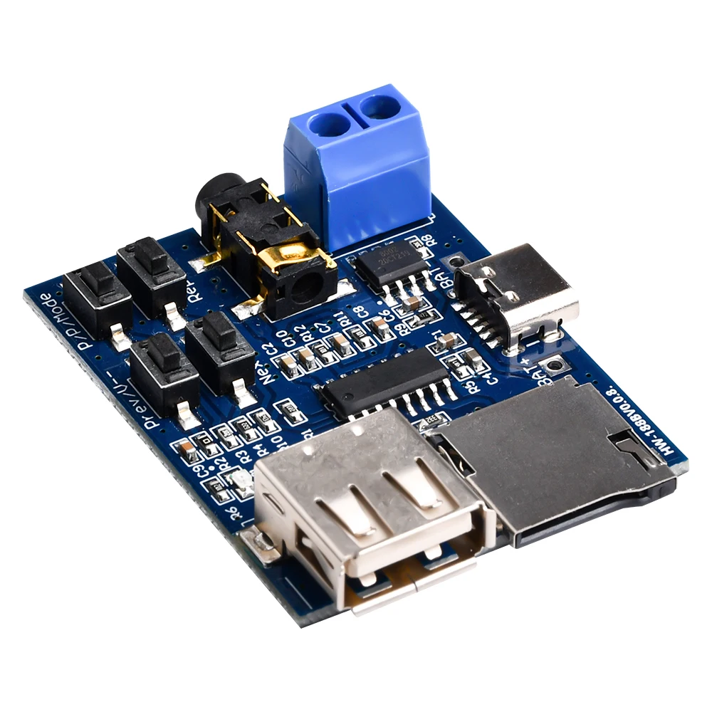 One Piece Type-C/Micro USB Interface TF card U disk MP3 Format decoder board module amplifier decoding audio Player