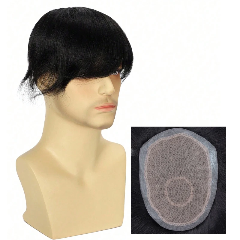 100% شعر الإنسان الرجال الشعرية الاصطناعية الدانتيل شعر مستعار طبيعي فارغة يمكن صنعها في أي تصفيفة الشعر المستعار الشعر المستعار الناعم