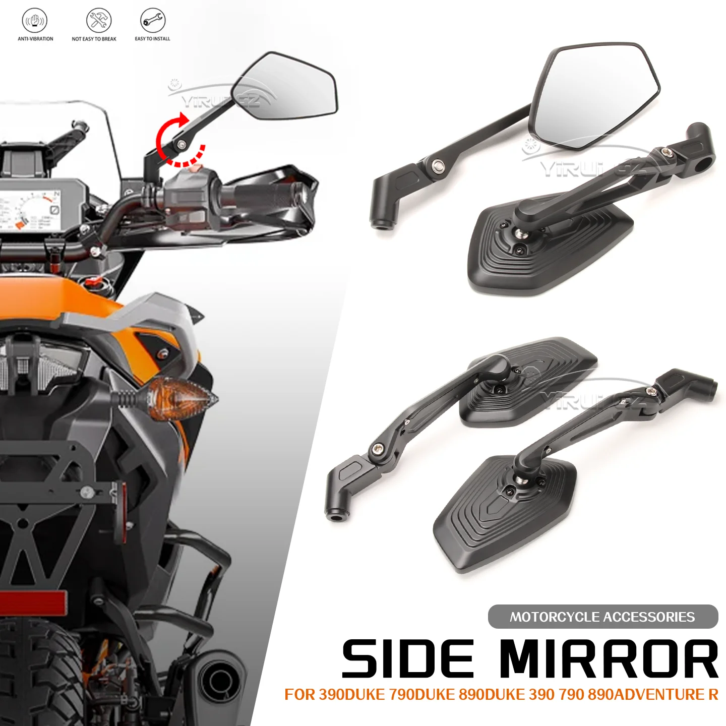 

For 390 DUKE 390 Adv 790 Adv 790 Adv 790 DUKE 890 DUKE Adv Motorcycle Rearview Mirror Aluminum Adjustable Side Rear View Mirrors