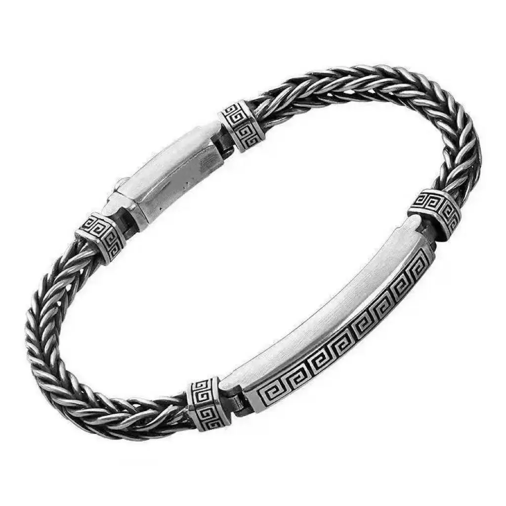 

silver retro bracelet for men's and women's personality Retro Hipster Buckle Trend Fine Chain Series Jewelry