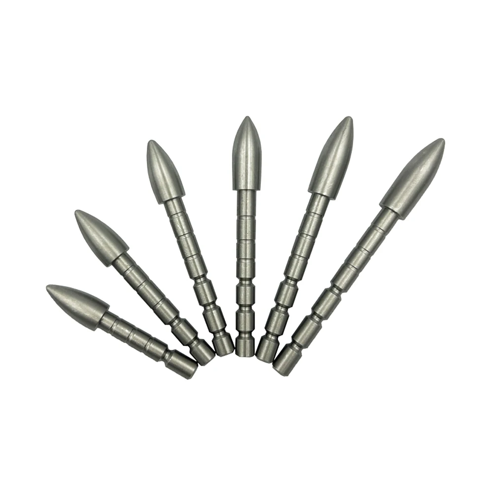 Flecha de acero inoxidable de 70-120 granos incrustada ID4.2mm OD6.2mm adecuada para eje de fibra de carbono, accesorios de tiro con arco para deportes al aire libre