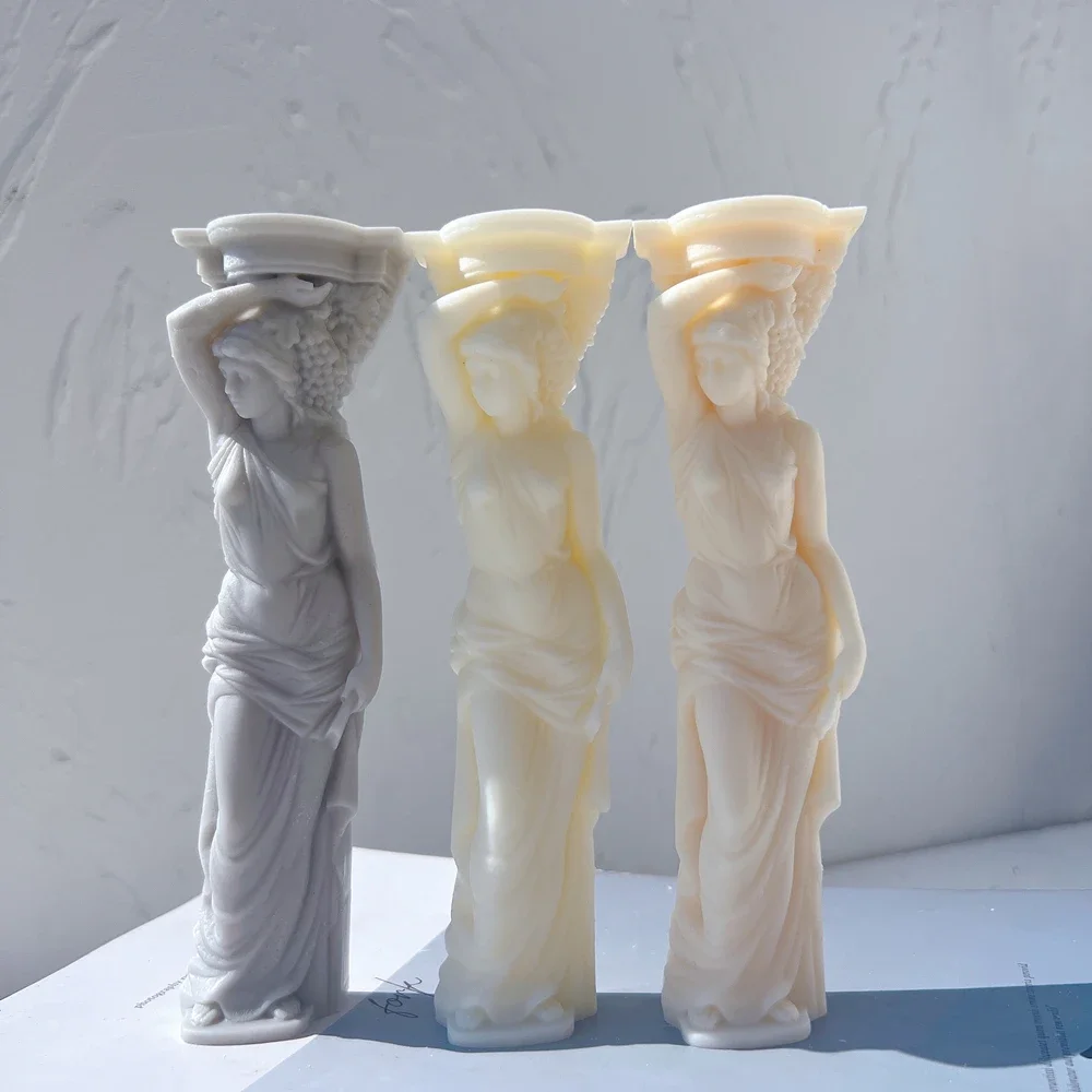 Greek Roman Goddess Bust Silicone Molds Caryatid Statue Candle Mold Greek Art Woman Sculpture Wax Tool