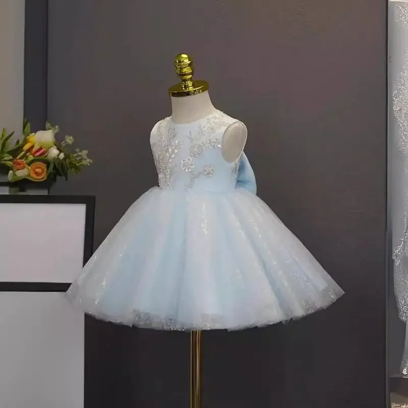 Luxury Baby Girl Children's Dress Sleeveless Girls Princess Dresses Wedding Children Clothing Summer Fancy Sequin Frock