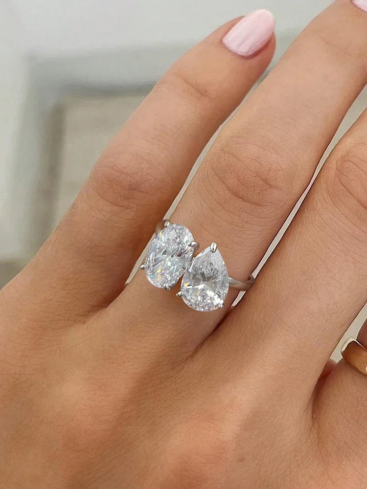 

Stylever Simple Classic Zircon Pear Shaped Oval Zircon Engagement Rings for Women Real 925 Sterling Silver Luxury Fine Jewelry