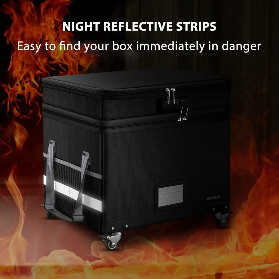 

Огнестойкий ящик для документов с замком, двухслойный файловый бокс на колесиках, складной органайзер для хранения файлов с карманами, большой портативный контейнер для дома