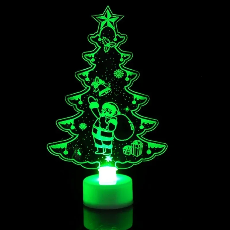 LED Christmas Colorful Night Light Ornaments Santa Claus Snowman Christmas Tree Decorations Wedding New Year Party Supplies Gift