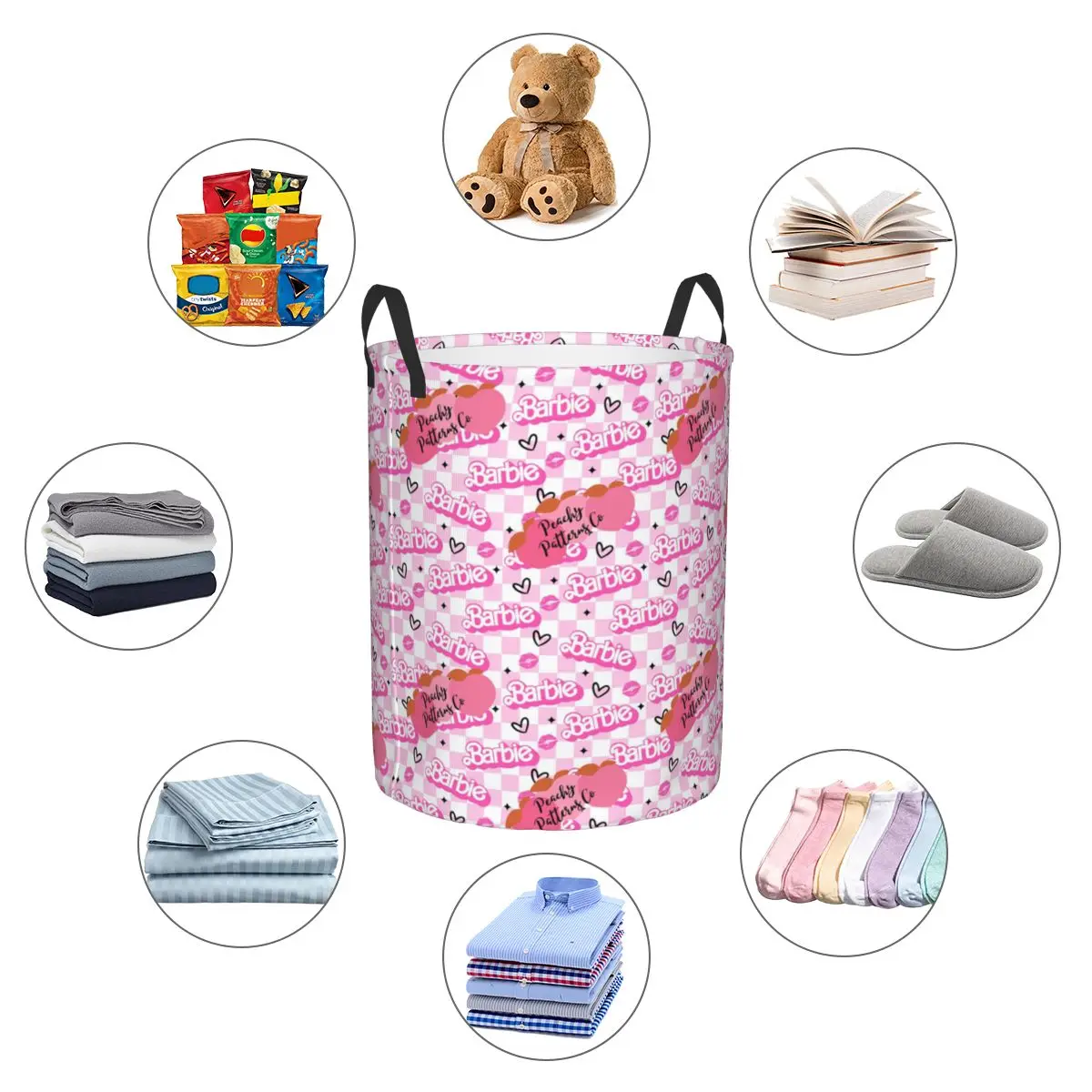 Custom Barbie Seamless Laundry Hamper Large Clothes Storage Basket Toys Bin Organizer for Boy Girl