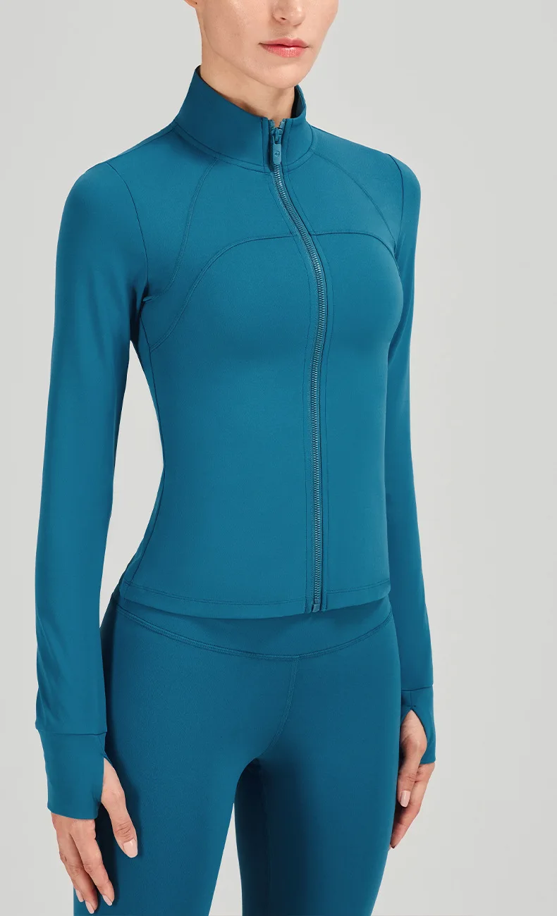 Womens Lightweight Full Zip Running Track Tops for Women Jacket Workout Women's SportSwear With Thumb Holes Yoga Top Yoga Jacket
