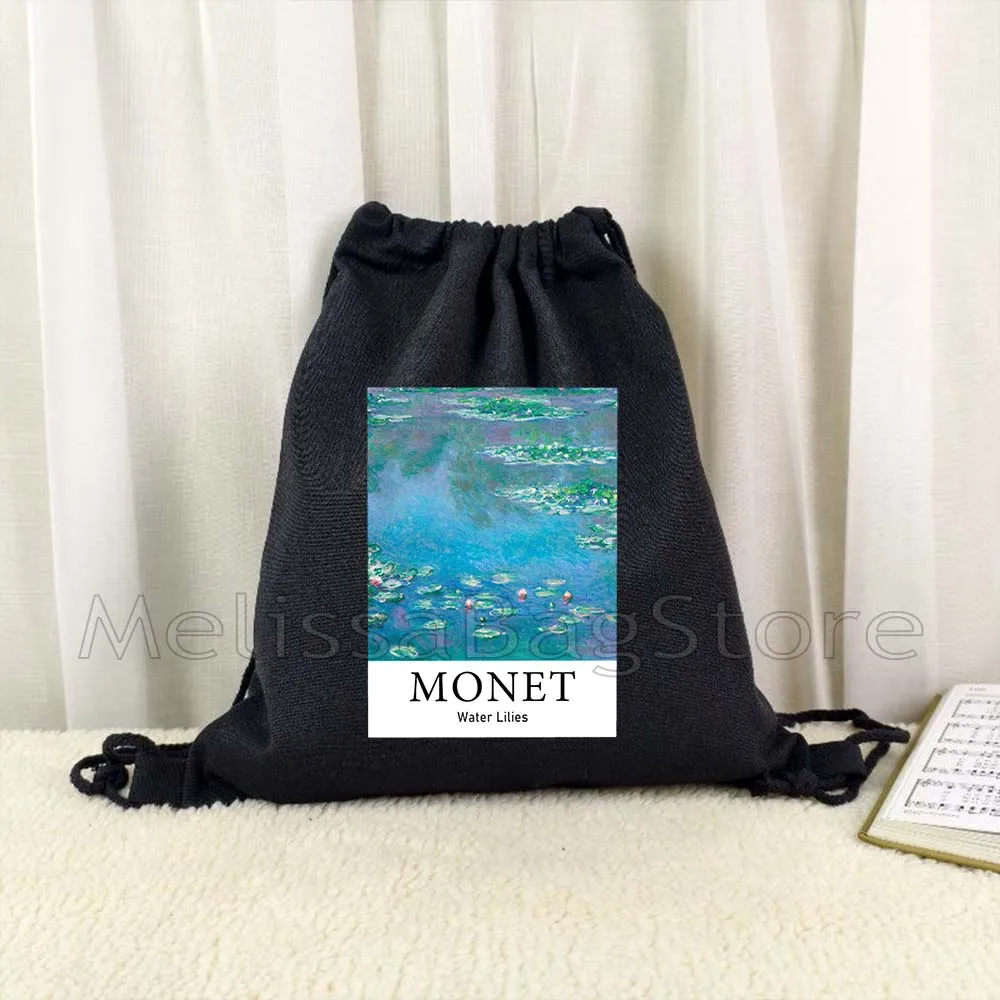 Claude Monet Waterlelies Rivier Bloemen Zonnebloemen Zonsondergang Zonsopgang Landschap Kunst Schilderij Tasje Voetbal Rugzak Sackpack