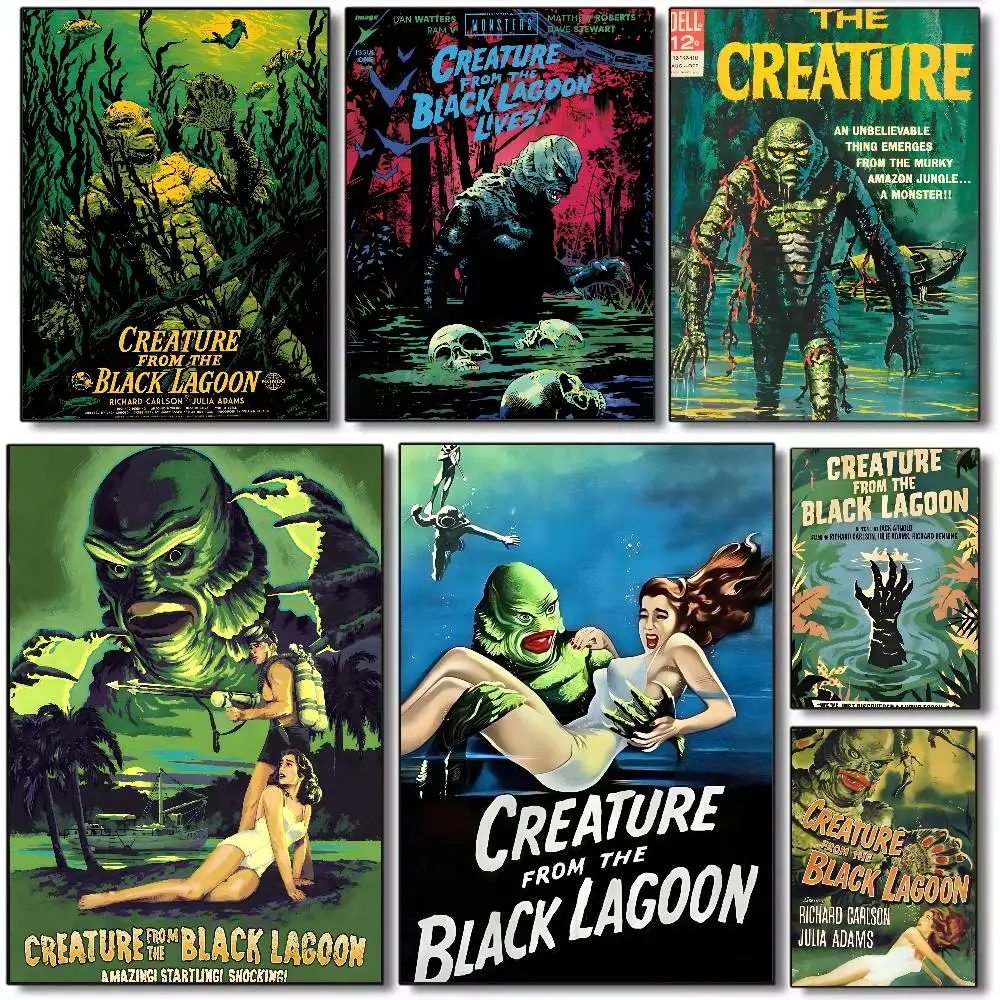 Vintage Creature from the Black Lagoon Poster canvas HD aesthetic Printing Paper Wall Art for Living Room Bar fashion Home Decor