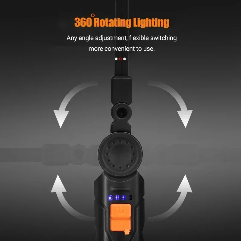 800LM tragbare COB-LED-Arbeitsleuchte, wiederaufladbare USB-Magnet-Hängelampe, eingebauter Akku, 4 Modi für Camping, Notfälle im Freien – Detail 7
