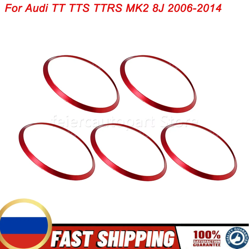 5 PCS Red Air Vent Decorative Rings Front Vent Grille Outlet For Audi TT TTS TTRS MK2 8J 2006-2014 Car Accessories