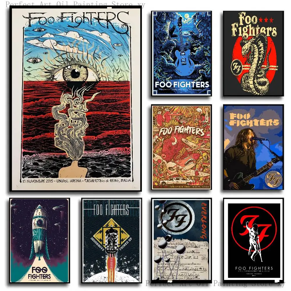 Rock Music Foo Fighters-Band Poster Self-adhesive Art Room Entrance Restaurant Wall Decor Art Painting