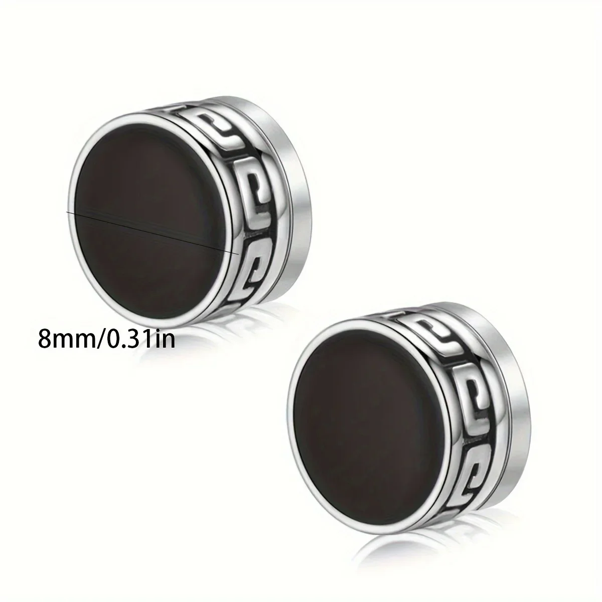 1pair Stainless Steel Magnetic Earrings, With Great Wall Pattern for Men Women Non-Piercing Clip on Stud Earrings Set Jewelry