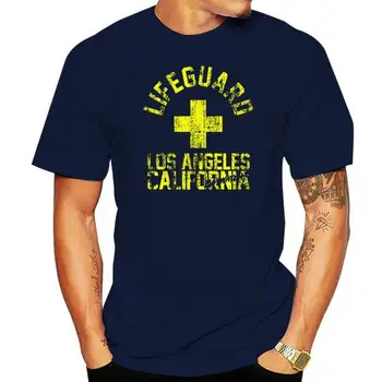 Baywatch Lifeguard Los Angeles Beach 남성용 티셔츠, 캘리포니아 빈티지 OceanO 넥 셔츠, 플러스 사이즈 티셔츠