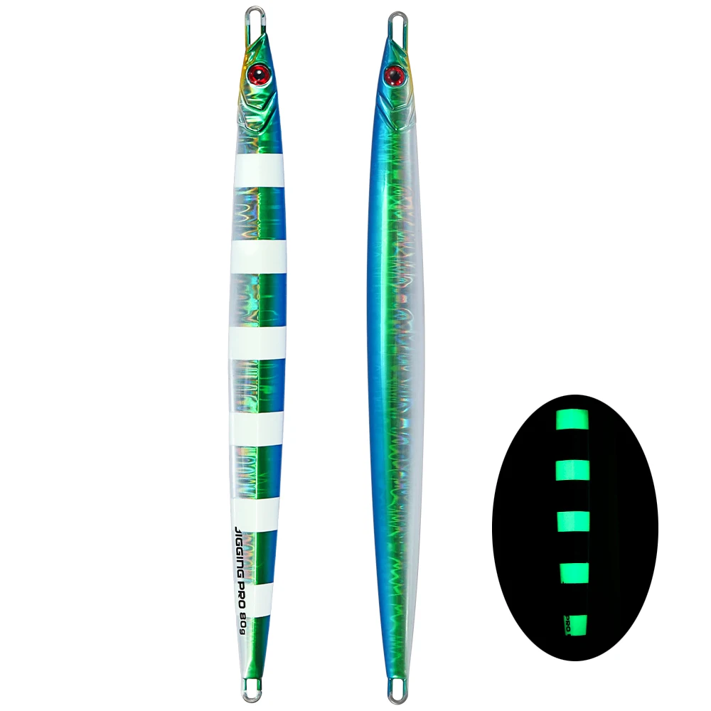JIGGING PRO Long Blade 40g 60g 80g 100g Jigging-Köder, Weitwurf-Metall-Jig, Angelköder für Küsten- und Bootsangeln, Salzwasser-Angelköder 7