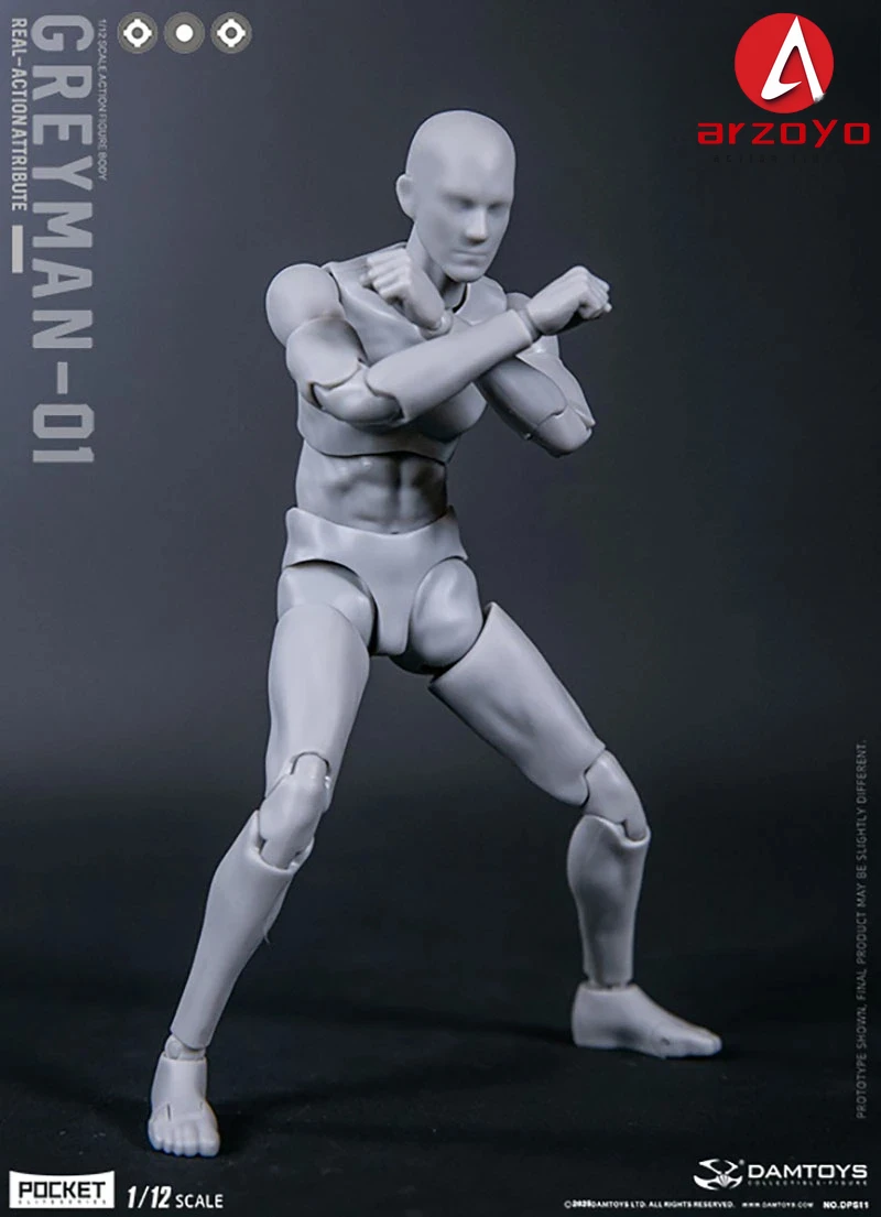 2025 Q1 DAMTOYS DPS11 1/12 Scale Greyman Action Figure 14.5cm Crash Test Super Flexible Figurine Joint Body Model Doll