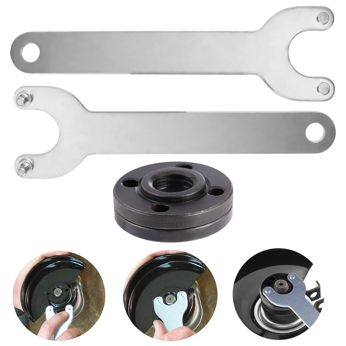 

4pcs 125Mm Angle Grinder Accessories Carbon Steel Spanner Gasket Set Assorted Colors Replacement Disc Fixing Tools Upper Lower