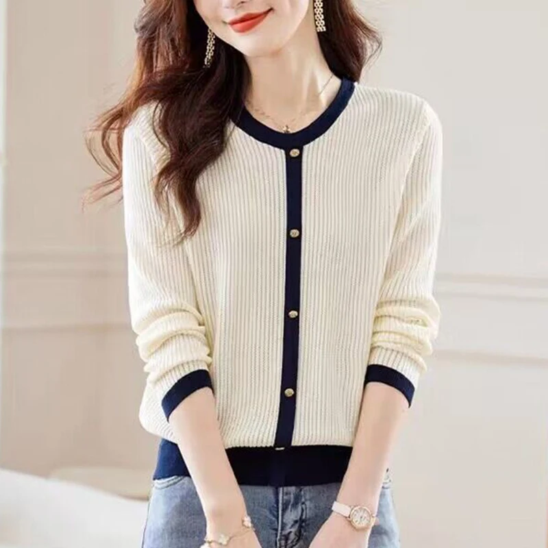 Pull Femme 2023 Elegant O Neck Knitted Sweater For Women Autumn Winter Casual Clothes Loose Long Sleeve Pullovers Tops Female