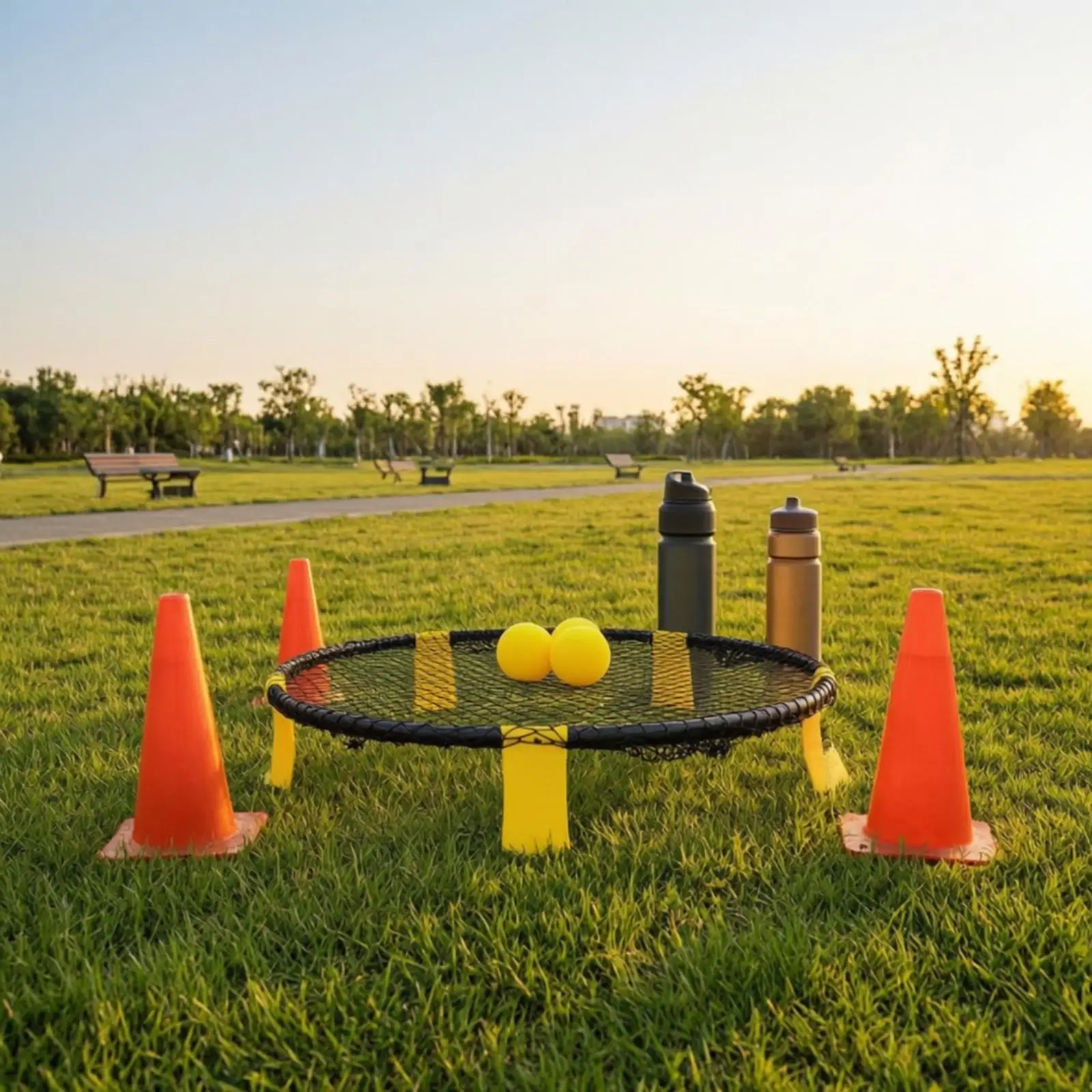 Recreational Volleyball Set Outdoor Beach Volleyball Net Sports Equipment Polyester Mesh Long-Lasting for Families, Grass Lawn