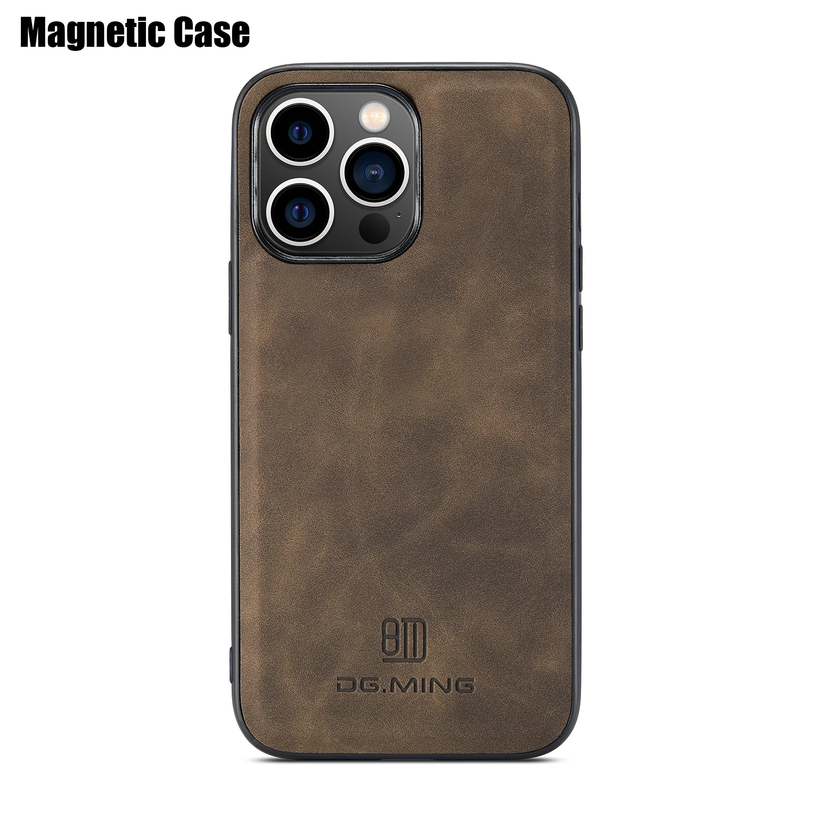 DG.MING 2In1 Detachable Magnetic Leather Wallet Phone Case for iPhone 16 15 14 13 12 Pro Max Plus SE 2020-22 Wallet+Basic Case