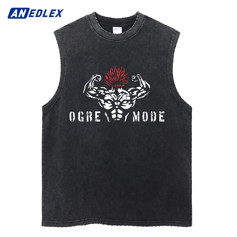 

Men Harajuku Vest Summer Streetwear Hip Hop Anime Print Tank Tops Women Casual Sleeveless Tops Shirt Vintage Washed Cotton Tees